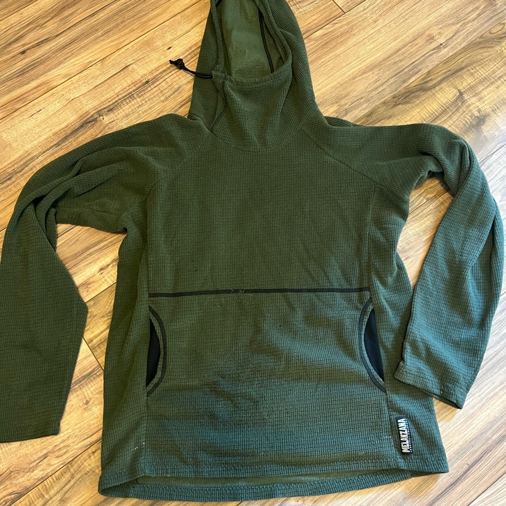 Men’s green Melanzana microgrid hoodie